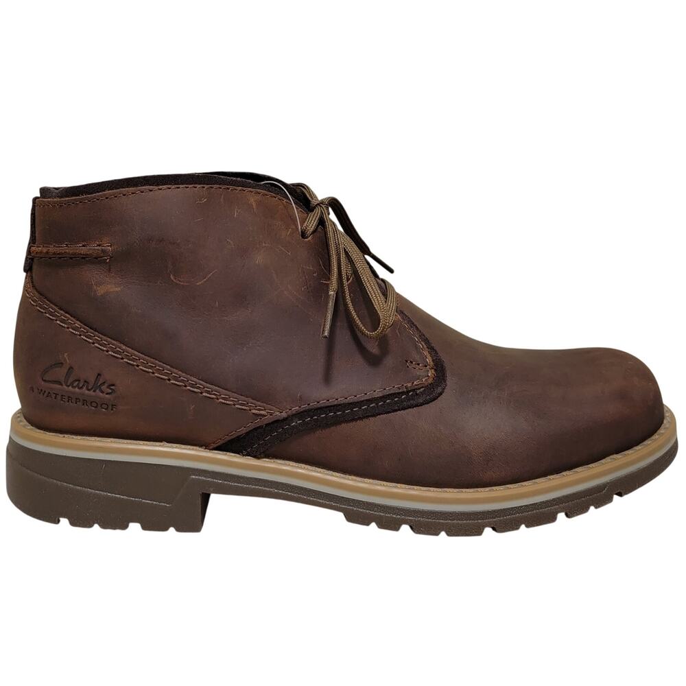 Clarks Morris Peak Waterproof Chukka Boots Size US 8.5W Beeswax Brown Leather - Picture 2 of 7